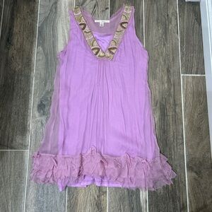 Purple dress with gold beading